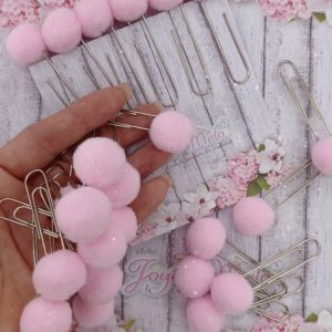 6 UND Clips Pompom rosa 5mm